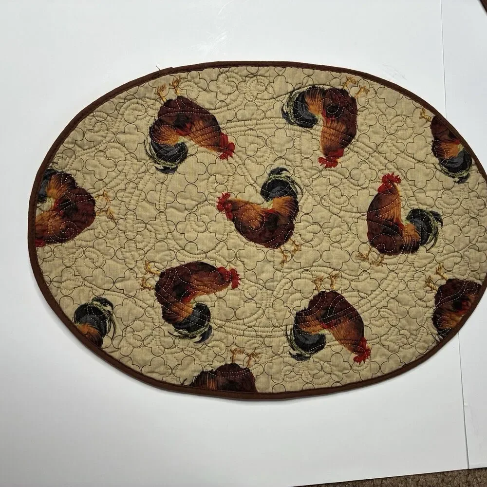 Set Of 4 Rooster Farmhouse Country Vintage Cloth Placemats